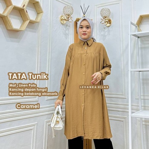 Tata-005 TATA Tunik Kancing Linen Polo